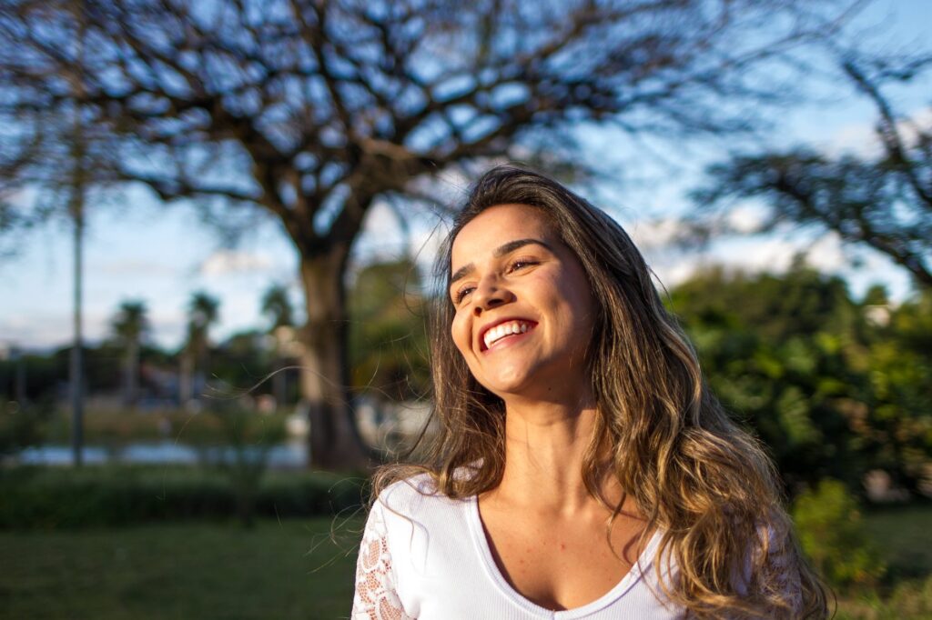 woman wearing white top