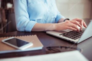 businesswoman using laptop