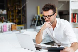 Man working on laptop