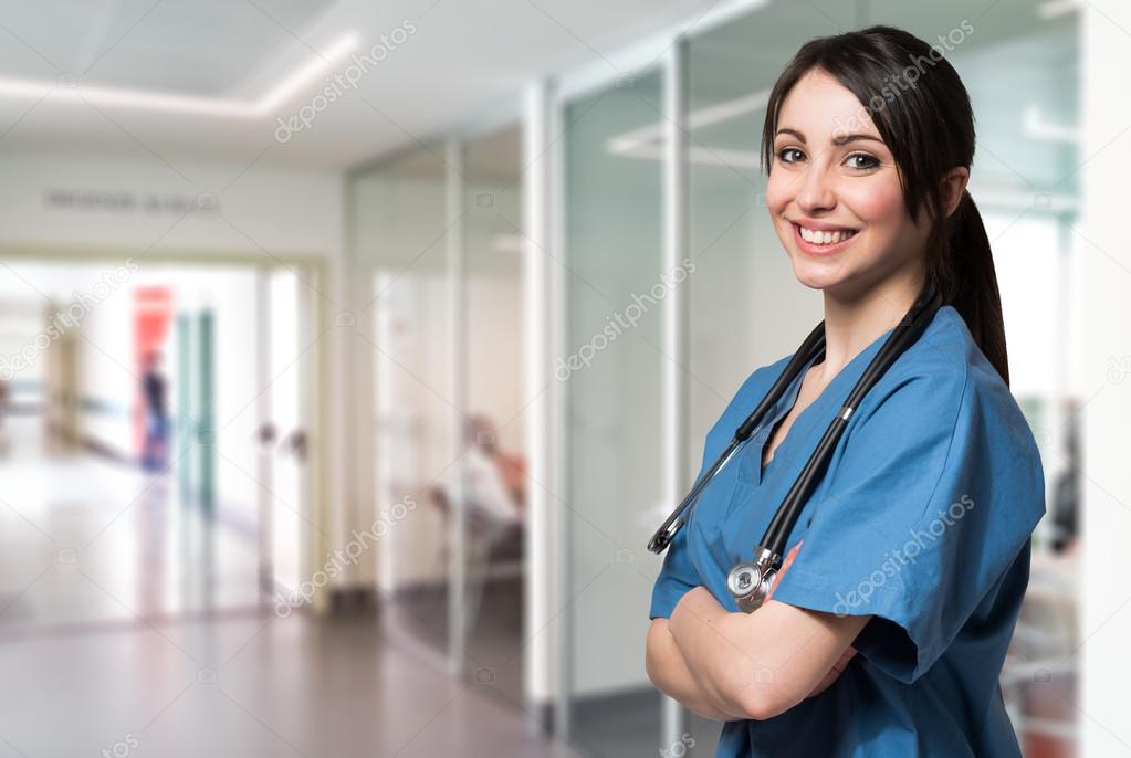 smiling nurse in a hospital