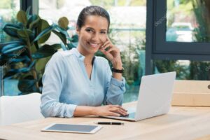 businesswoman sitting on workplace