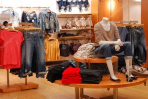 Shopping in a causal clothing store