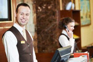 Hotel worker on reception