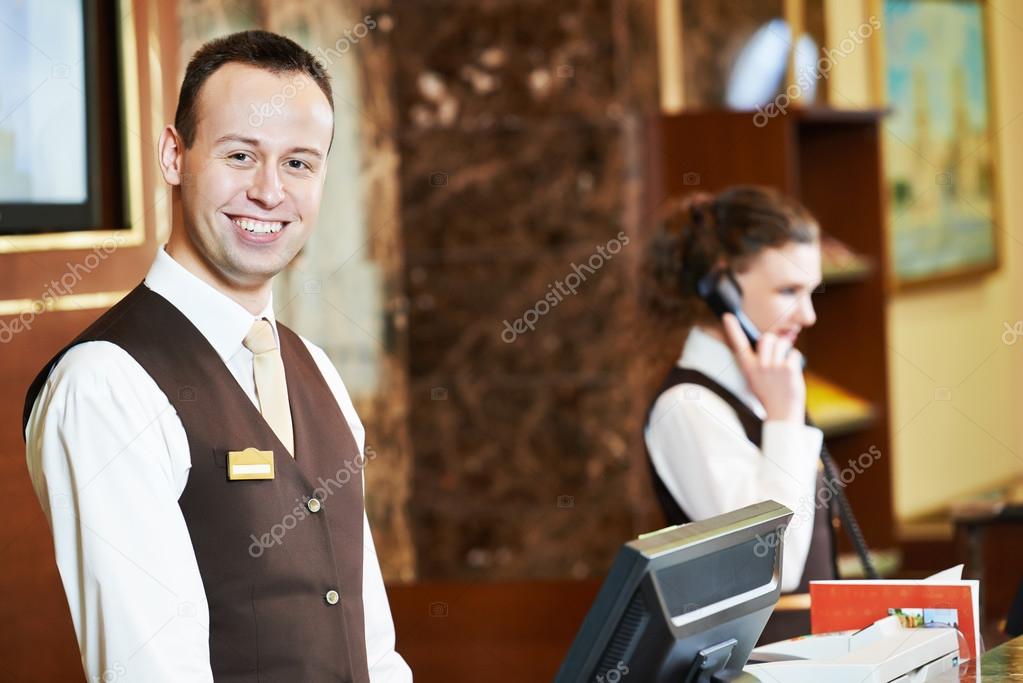 Hotel worker on reception