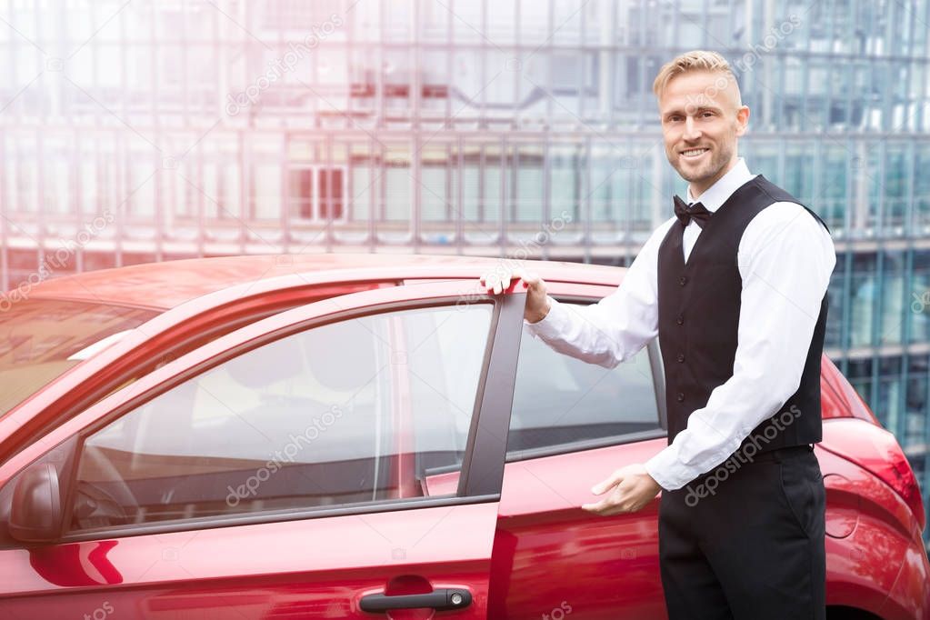 Male Valet Opening Car Door