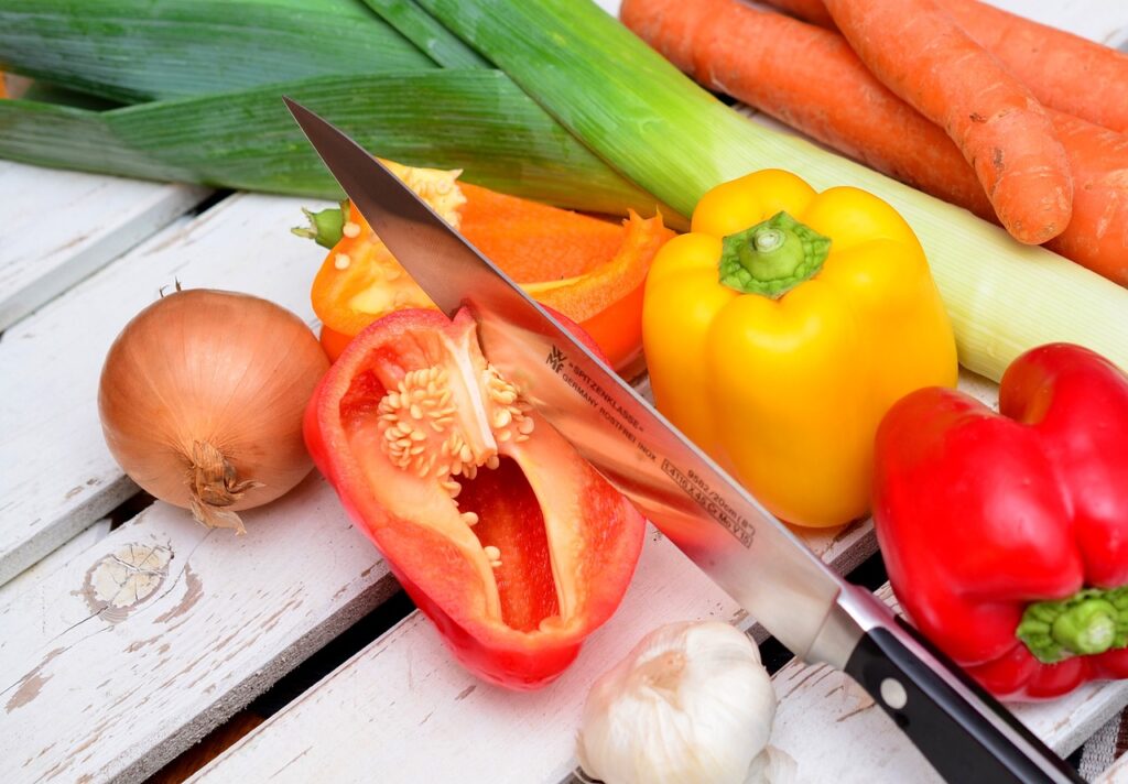 vegetables, slice, knife