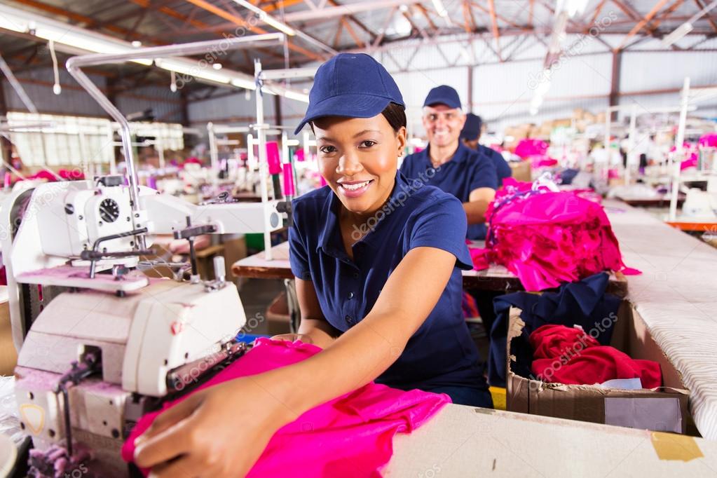 Textile worker sewing