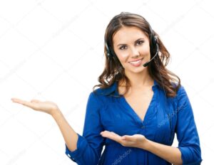 Support phone operator showing, on white